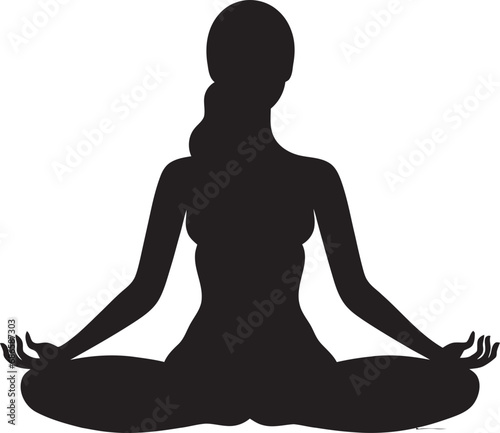 Inner Peace Portico Black Yoga Woman Logo Namaste Noir Yoga Pose Woman Vector Design