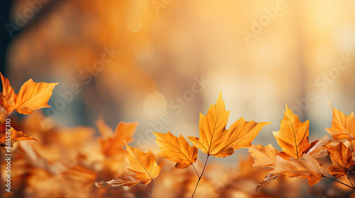 Autumn Leaves Background on blurred background  depicts a colorful array of fallen leaves  perfect for autumn-themed designs. Ideal for seasonal posters   and nature-inspired projects.