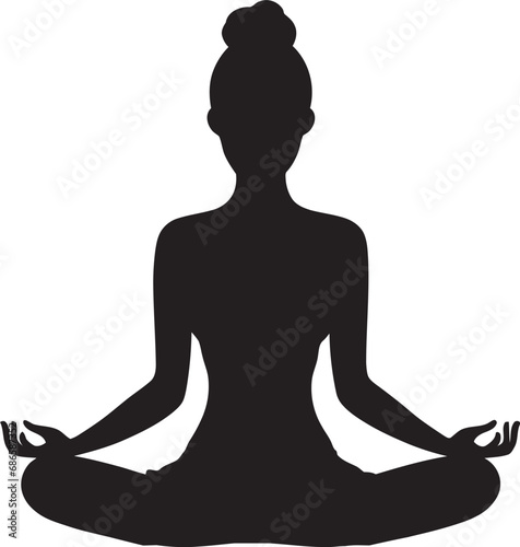 EmpowerElegance Black Logo with Yoga Woman Silhouette Zenith Zephyr Yoga Woman Vector Design