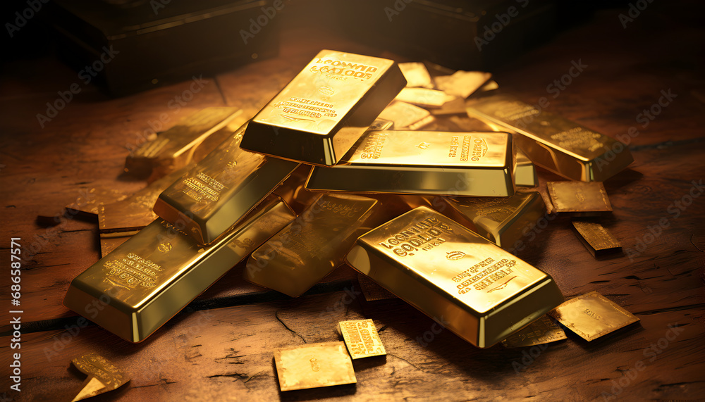Gold Bar. representing Financial investment, Gold Stock Market Wealth, Money Trade Exchange.