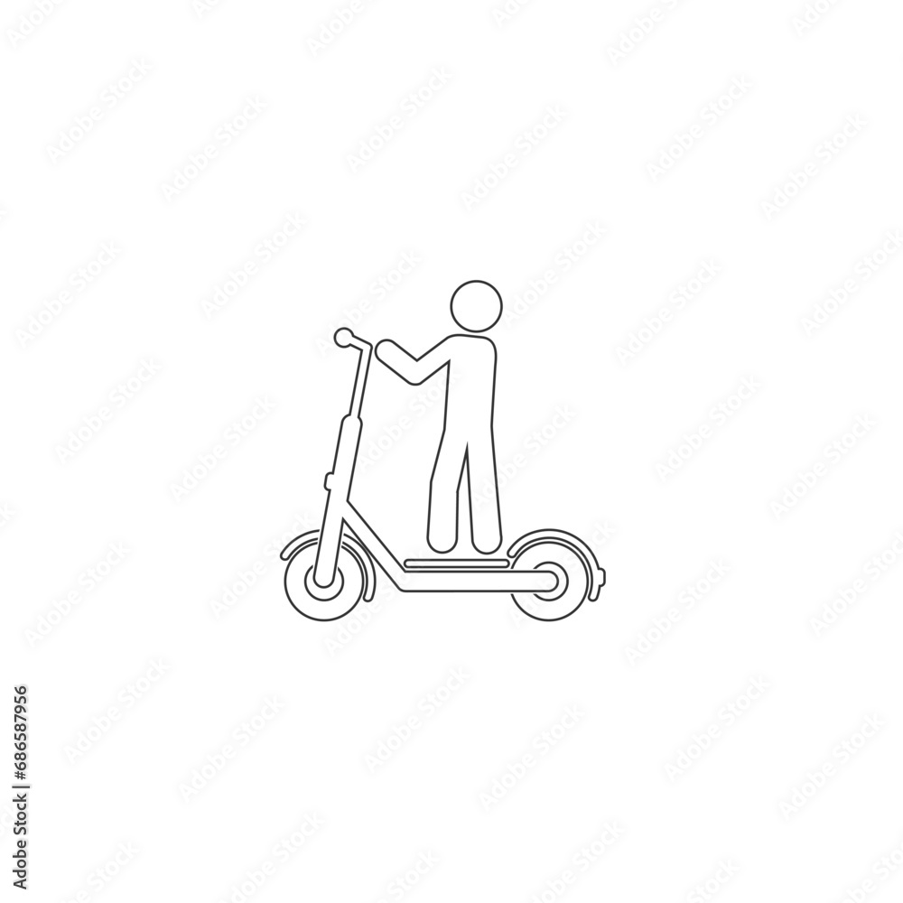 Electric scooter person riding e-scooter black icon glyph illustration