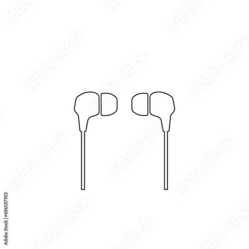 Earphones line icon flat vector sign