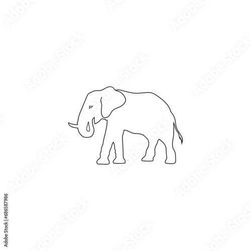 Elephant line icon on white background vector illustration flat sign