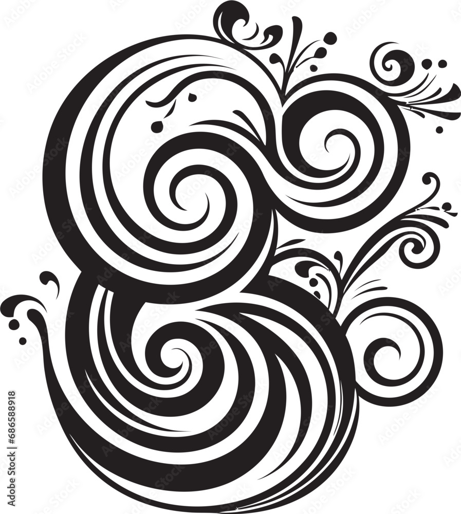 Obraz premium Curvilinear Fusion Abstract Curly Vectors in Modern Design Sculpted Spirals Modern Vector Art with Curly Flair