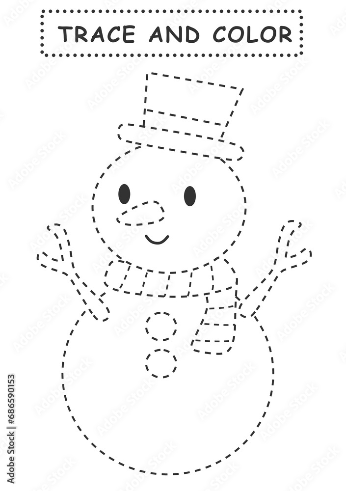Trace and color for children. Handwriting practice. Coloring page for ...