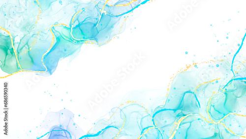 Blue Abstract Watercolor With Splashes Graphic Background © Niesha