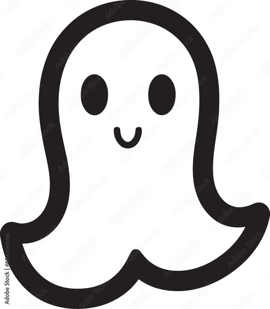 Spooky Sweetness Black Ghost Icon Ghostly Grin Cute Black Vector Ghost