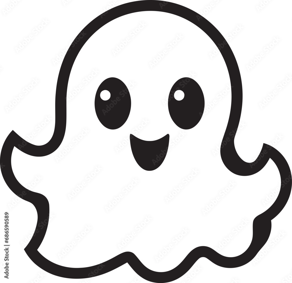 Whispering Wisp Black Ghost Icon Adorable Ectoplasm Cute Ghost Vector