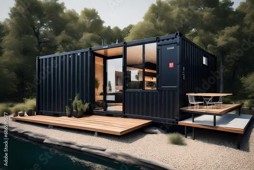 Develop a narrative around the history and evolution of shipping container homes, showcasing their growth as a sustainable housing solution © Abdul