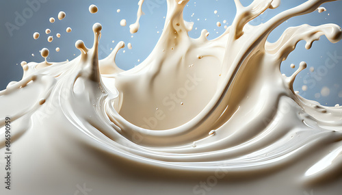 Milk concept in a flow of waves Set composition of food photography concept