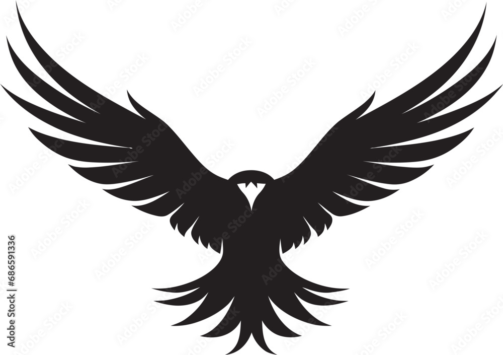 Obraz premium Majestic Winged Guardian Black Eagle Icon Noble Feathered Emblem Vector Eagle Design