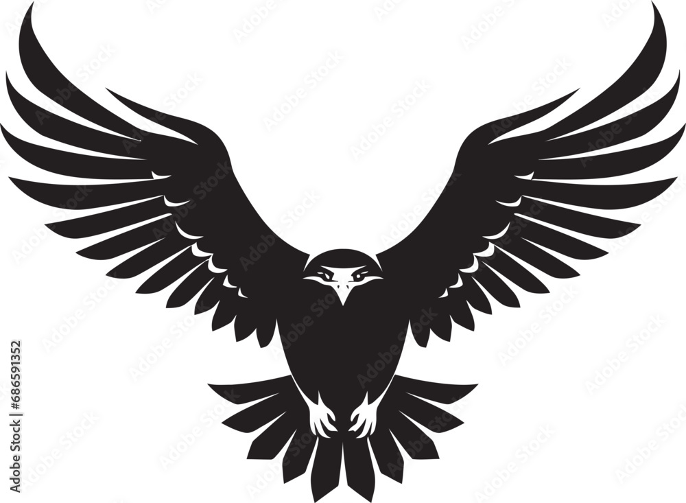 Fototapeta premium Sovereign Bird of Prey Black Vector Design Elegant Hunter Silhouette Eagle Icon