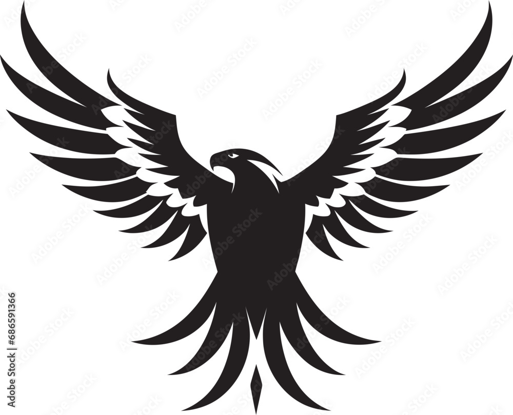 Obraz premium Graceful Winged Majesty Vector Eagle Eagle Eye Emblem Black Vector Icon