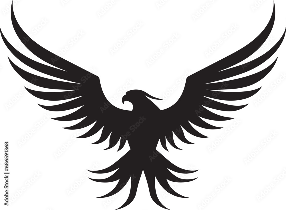Fototapeta premium Eagle Eye Emblem Black Vector Icon Majestic Raptor Silhouette Eagle Design