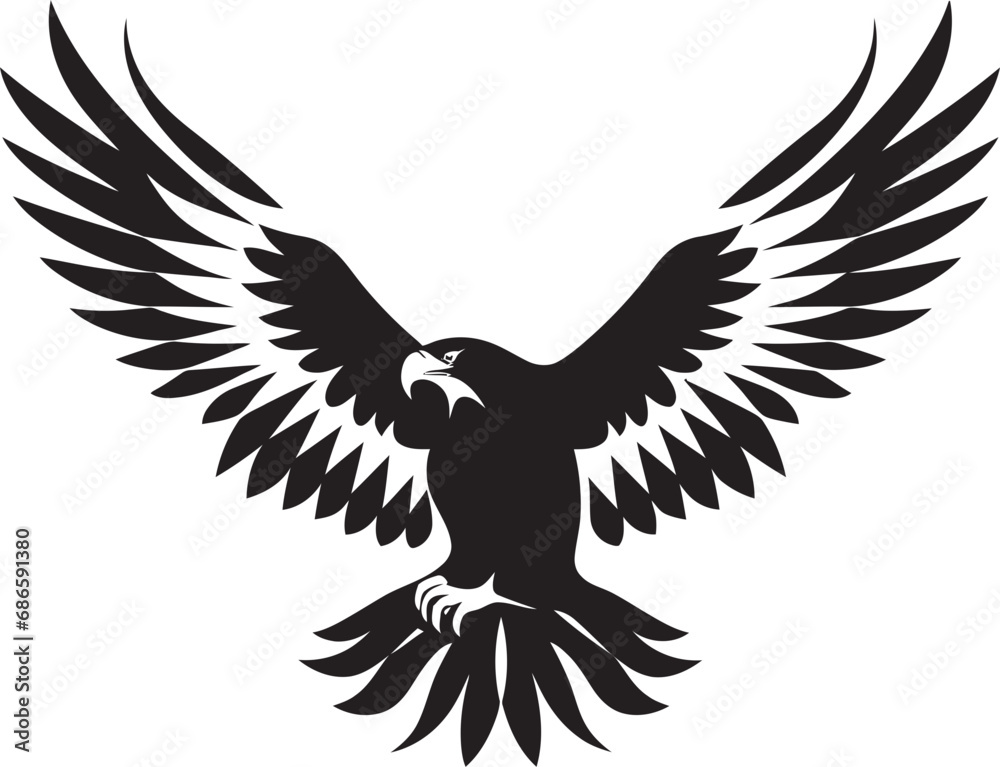 Fototapeta premium Noble Avian Profile Black Eagle Vector Proud Hunter Emblem Vector Eagle Icon