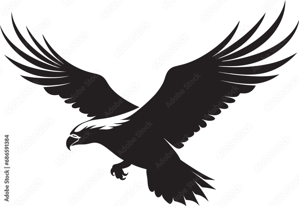 Fototapeta premium Proud Hunter Emblem Vector Eagle Icon Aerial Majesty Black Vector Eagle