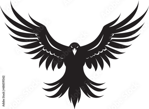 Dynamic Predator Profile Black Eagle Design Graceful Winged Majesty Vector Eagle © BABBAN