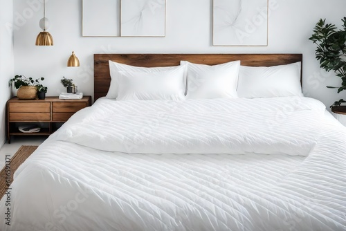Develop a narrative around the emotions evoked by the simple elegance of a white duvet on a white bed