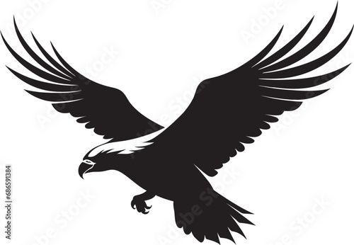 Proud Hunter Emblem Vector Eagle Icon Aerial Majesty Black Vector Eagle