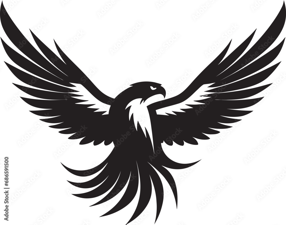 Obraz premium Majestic Flight Profile Vector Eagle Noble Hunter Silhouette Black Eagle Icon