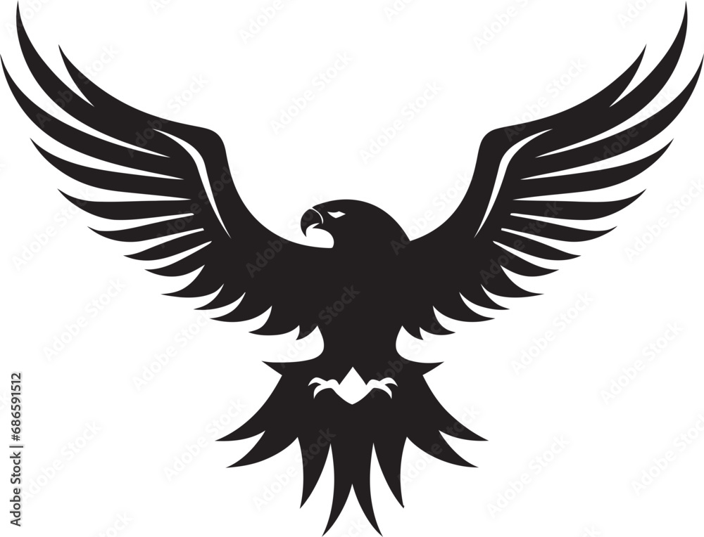 Fototapeta premium Sovereign Raptor Emblem Eagle Icon Elegant Aerial Majesty Black Eagle Vector