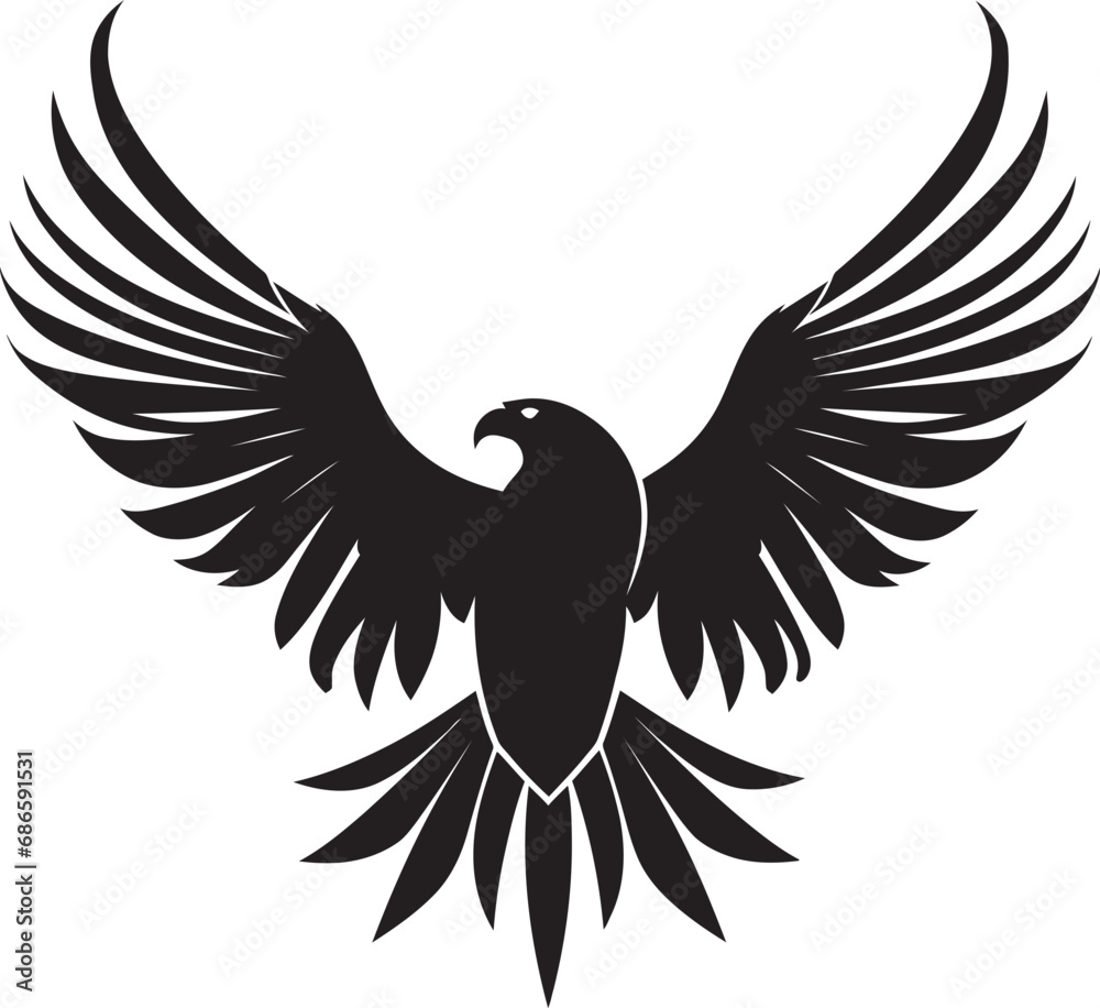Obraz premium Dynamic Bird of Prey Eagle Vector Design Graceful Avian Symbol Black Eagle Icon