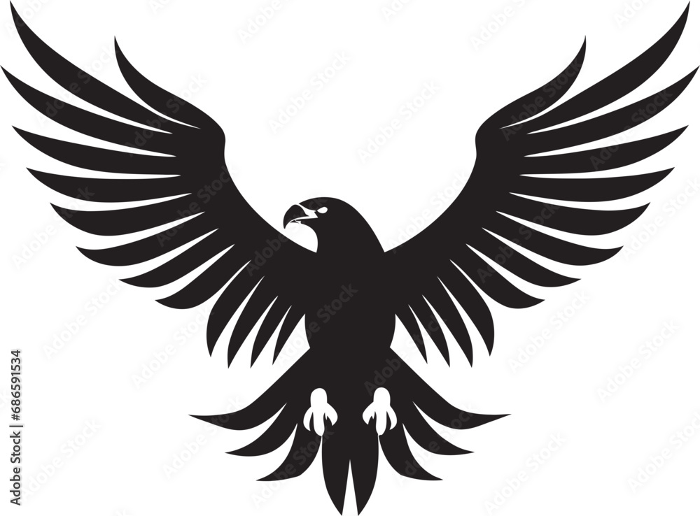 Obraz premium Majestic Predator Silhouette Black Vector Eagle Noble Hunter Emblem Eagle Design