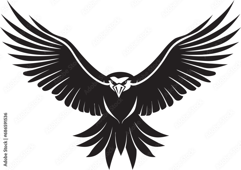 Naklejka premium Aerial Sovereignty Black Vector Eagle Dynamic Bird of Prey Eagle Vector Design