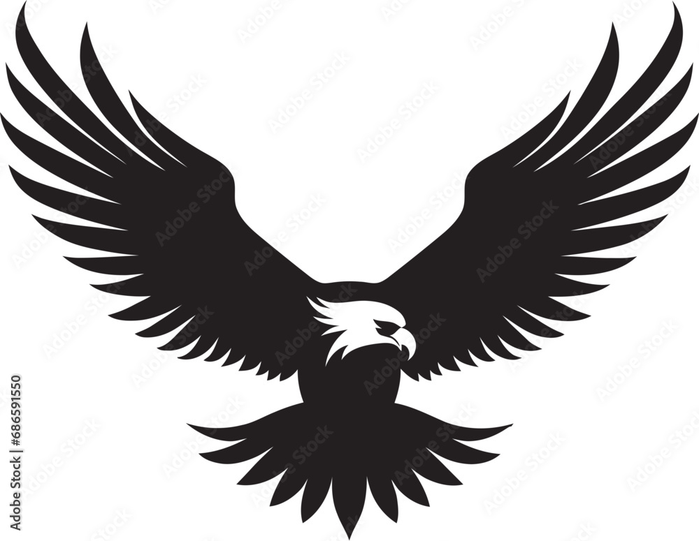 Obraz premium Fierce Avian Majesty Black Eagle Vector Regal Flight Profile Vector Eagle Icon