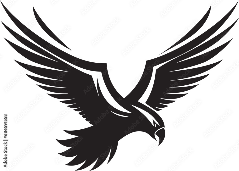 Fototapeta premium Predatory Majesty Black Eagle Icon Aerial Sovereignty Vector Eagle