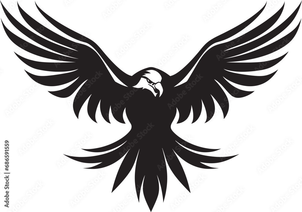 Fototapeta premium Elegant Hunter Silhouette Eagle Design Predatory Majesty Black Eagle Icon
