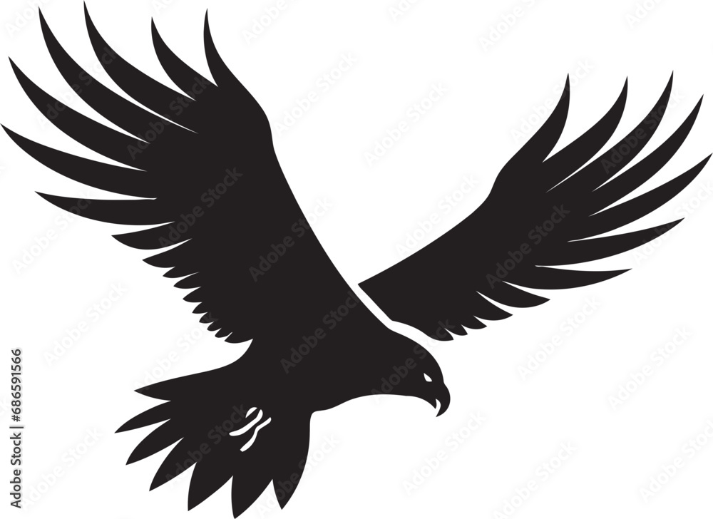 Sovereign Raptor Symbol Black Vector Eagle Elegant Hunter Silhouette Eagle Design