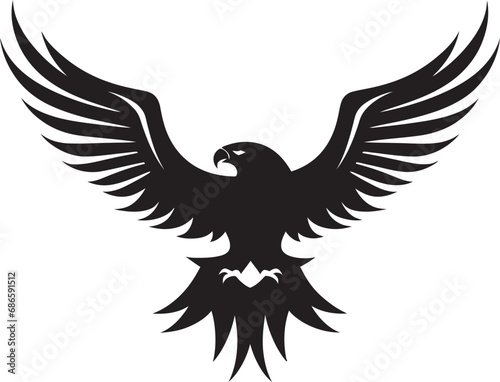 Sovereign Raptor Emblem Eagle Icon Elegant Aerial Majesty Black Eagle Vector © BABBAN
