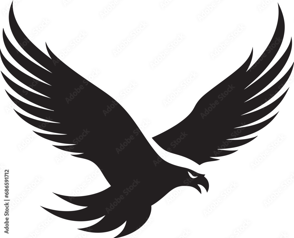 Obraz premium Regal Avian Majesty Black Vector Eagle Sovereign Hunter Symbol Vector Eagle Icon