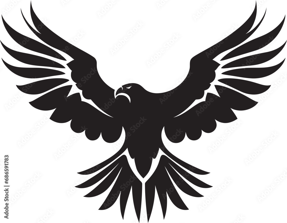Obraz premium Sovereign Symbol Black Eagle Icon Graceful Predator Vector Eagle Design