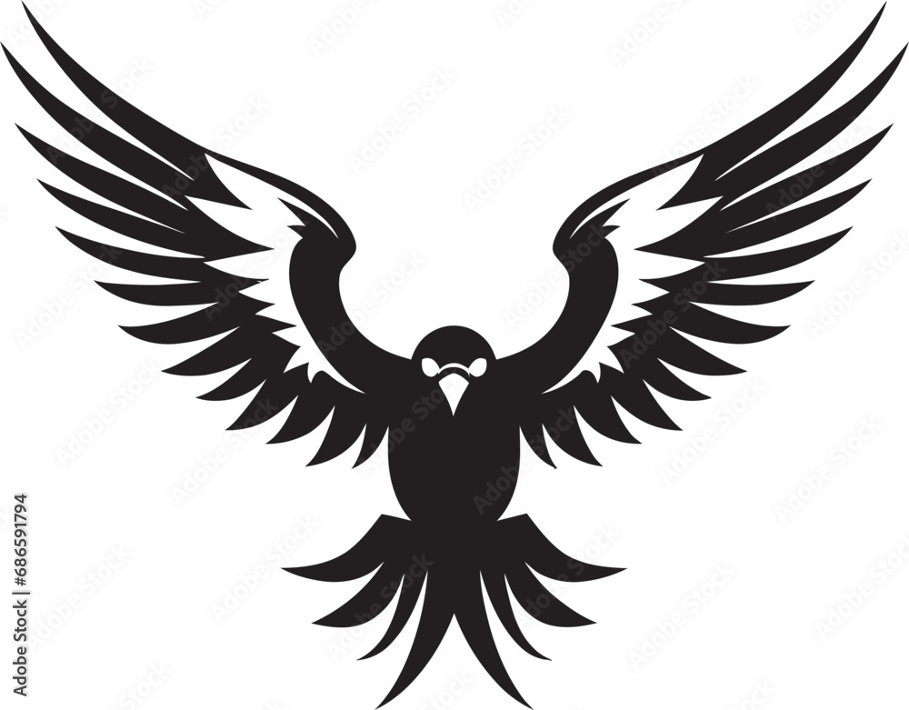 Fototapeta premium Aerial Sovereignty Black Eagle Design Eagle Eye Majesty Vector Icon