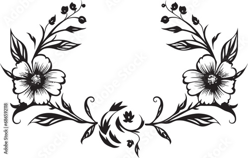 Sophisticated Floral Encasement Vector Design Whimsical Botanical Edge Black Floral Icon