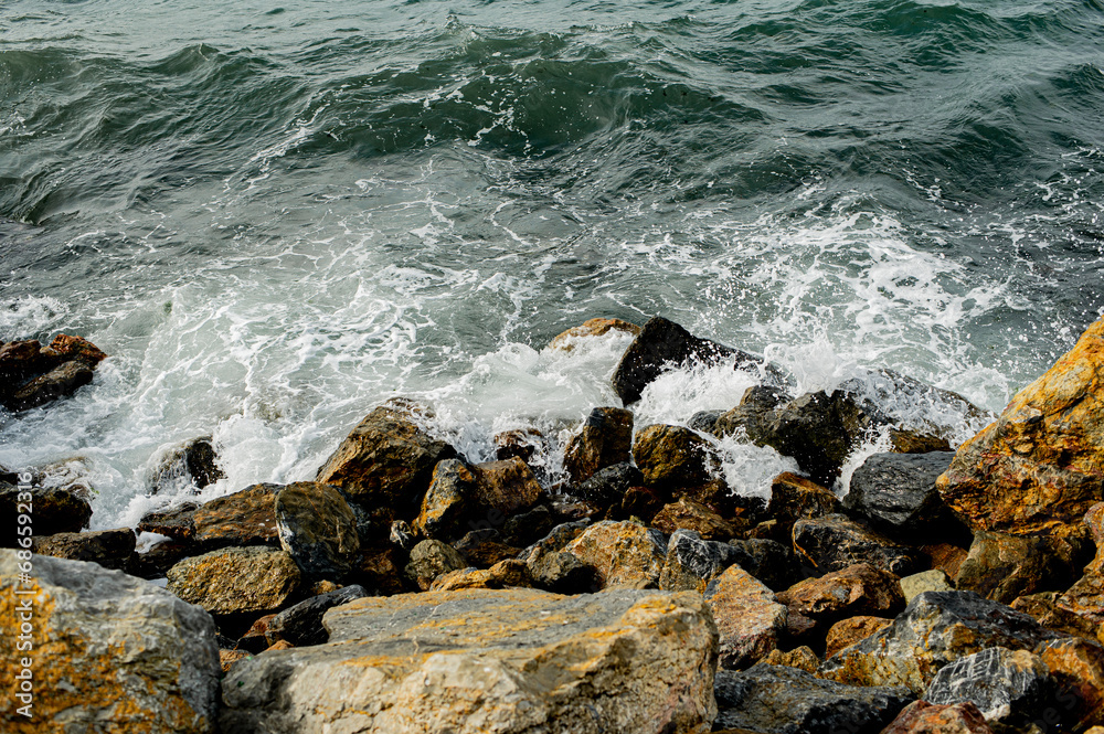 Istanbul sea waves crashing on rocks Istanbul sea waves crashing on rocks