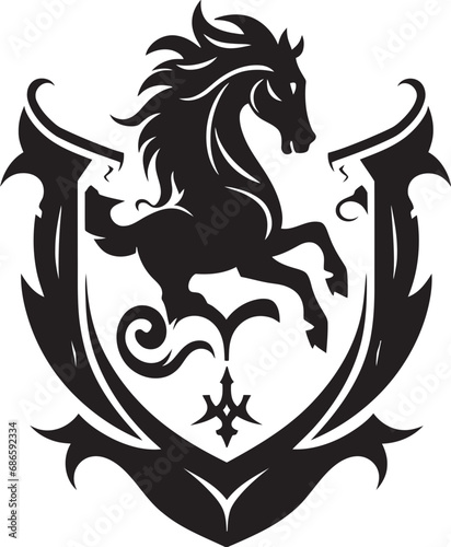 Ancient Monarchic Symbol Black Vector Icon Stately Heraldic Profile Vector Emblem