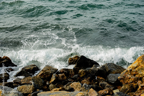 Fototapeta Naklejka Na Ścianę i Meble -  sea waves crashing on rocks