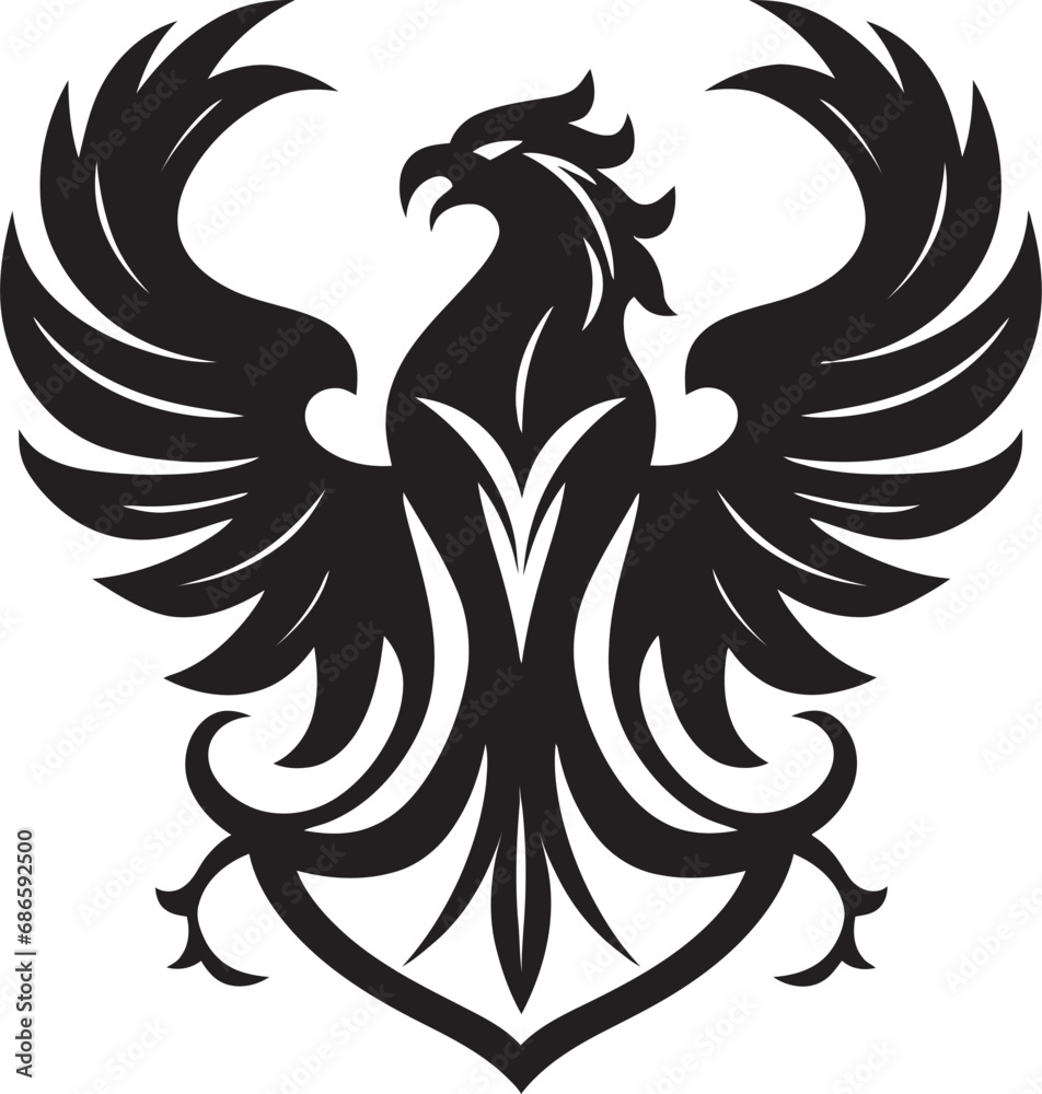 Obraz premium Majestic Heraldic Symbol Vector Icon Noble Black Coat of Arms Vector Emblem