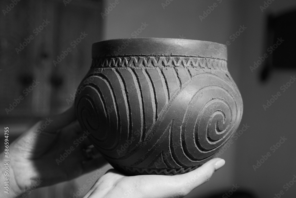 Vadastra ceramic vessels made by hand from clay