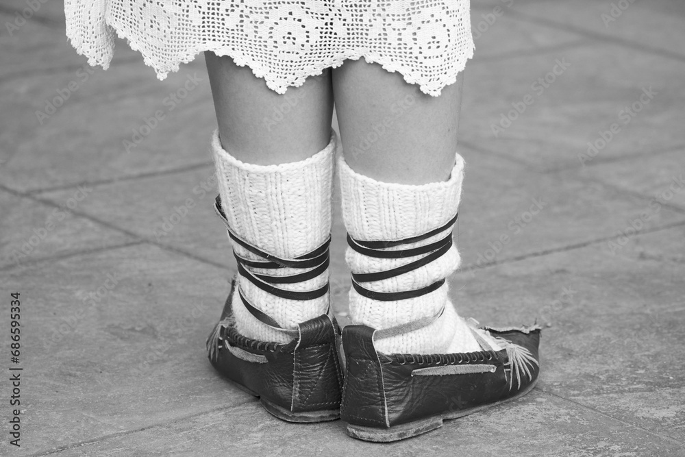 sandals traditional folk costumes romania