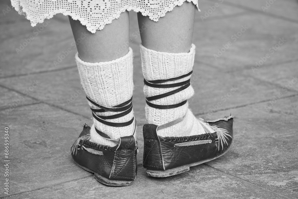 sandals traditional folk costumes romania