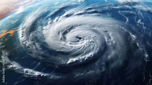 Intense ocean typhoon, cyclone, hurricane, NASA imagery.