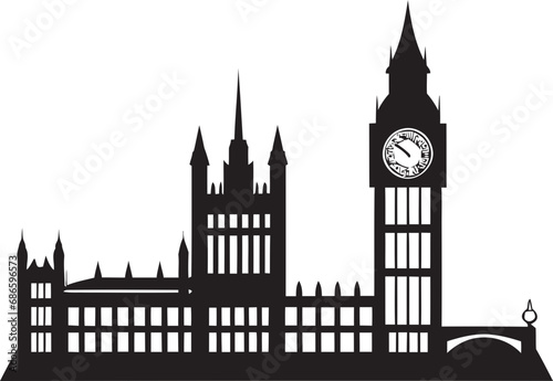 Thames Riverside Profile Vector London Icon Cityscape Silhouette Black Vector Design