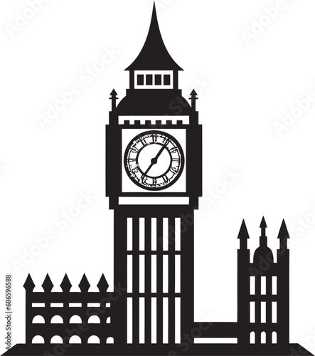 Historic Cityscape Emblem Black Design London Eye View Vector London Icon