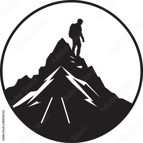Mountain Climber Profile Vector Black Design Peak Conqueror Black Vector Icon