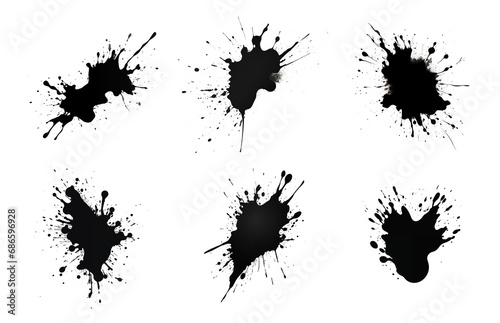 Set of black abstract figure. Ink spots  cut out - stock png. 
