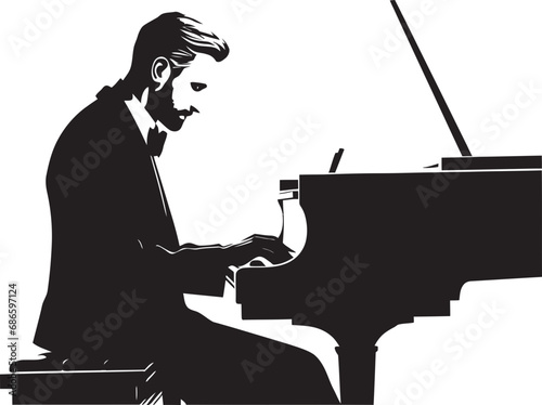 Harmonious Pianist Vector Design Piano Sonata Savant Black Icon